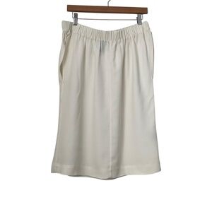 Zero+Maria Cornejo Skirt Sz 4 White Midi Elastic Waist Cut Outs Minimalist Chic